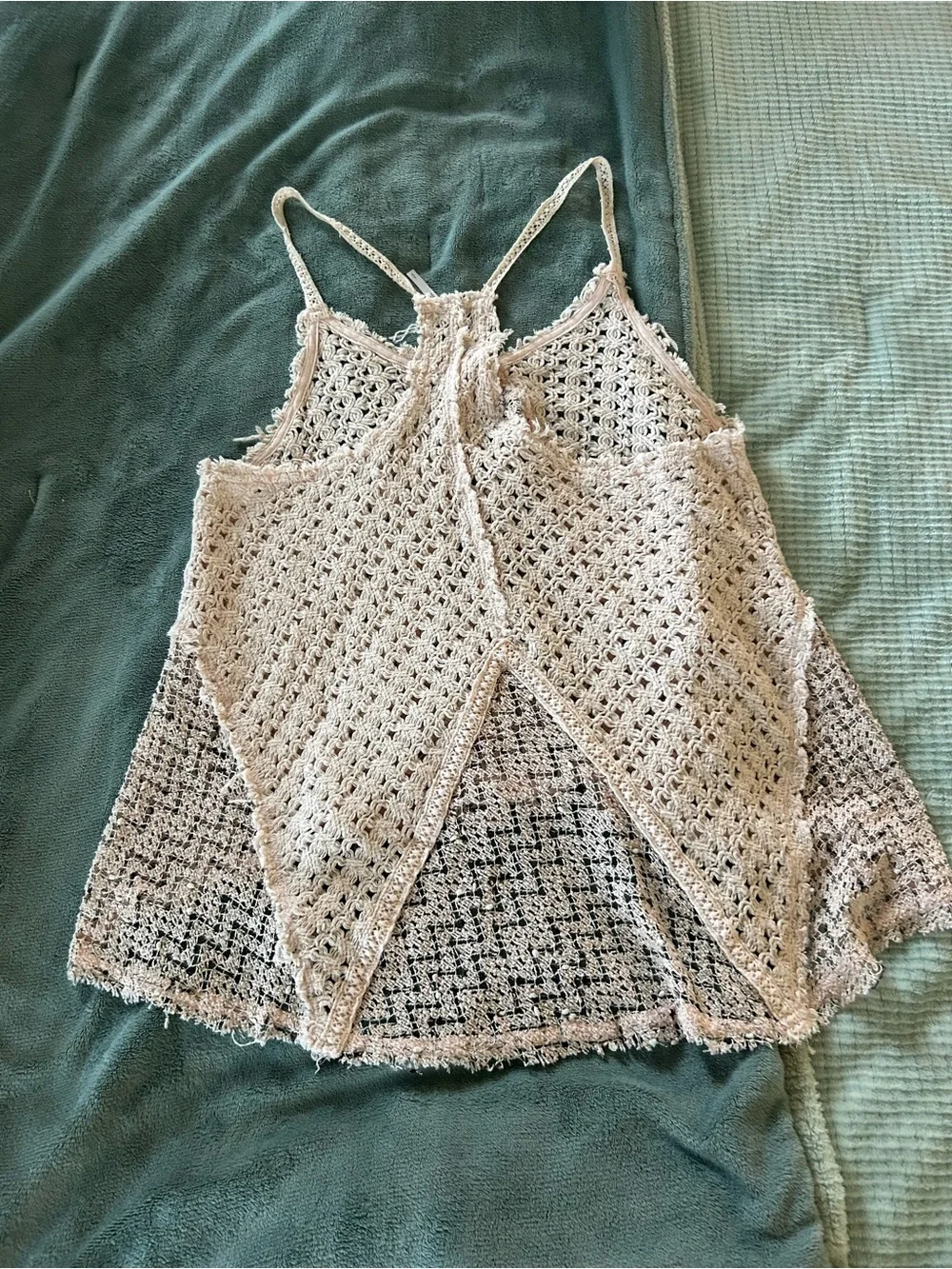 Free People Cream Crochet Open-Back Camisole